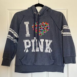 victoria’s secret pink cropped 3/4 length sleeve hoodie
